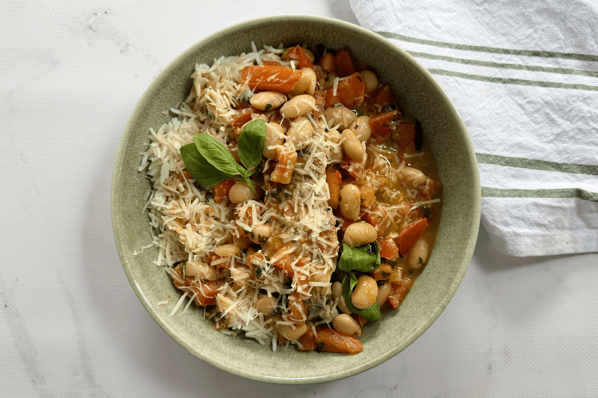 Tomato, Garlic, and Basil Barramundi