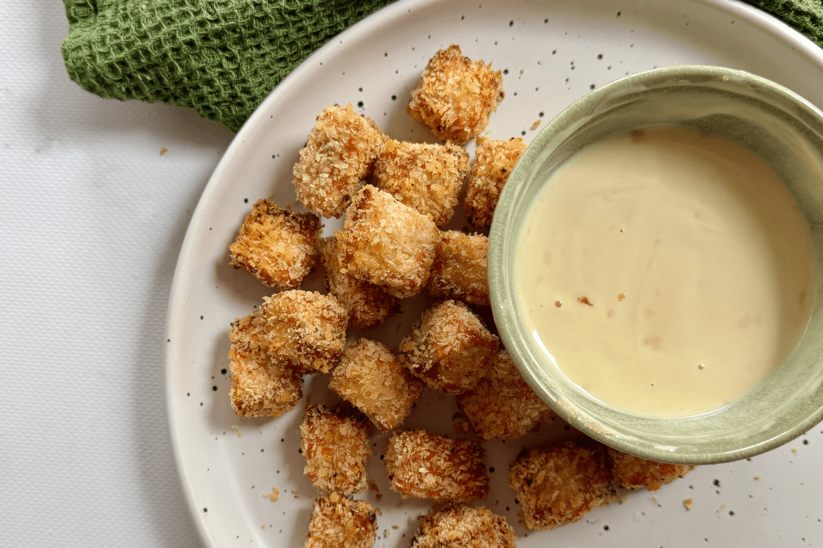 Crispy Salmon Bites with Honey Dijon Sauce
