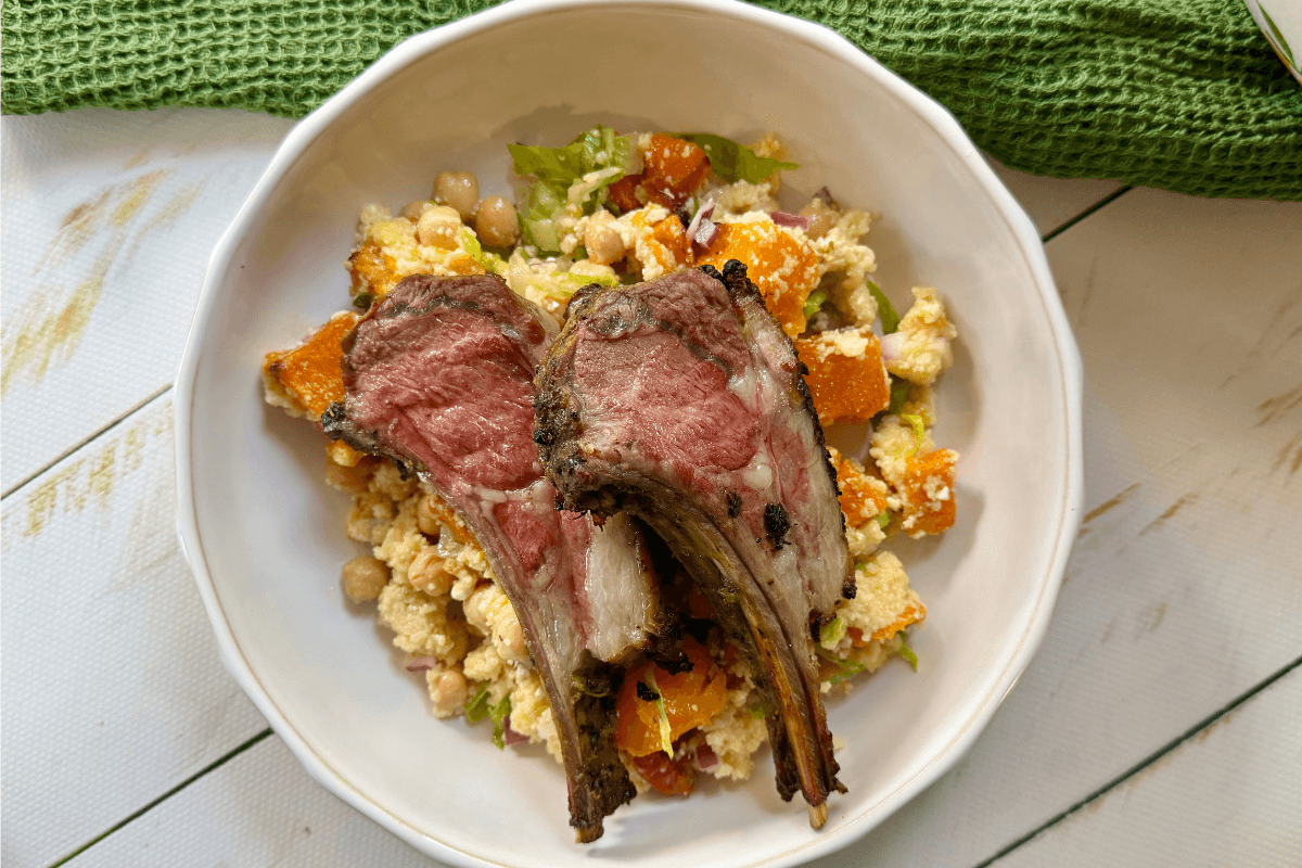 Moroccan Spiced Lamb Rack with Pumpkin Couscous Salad