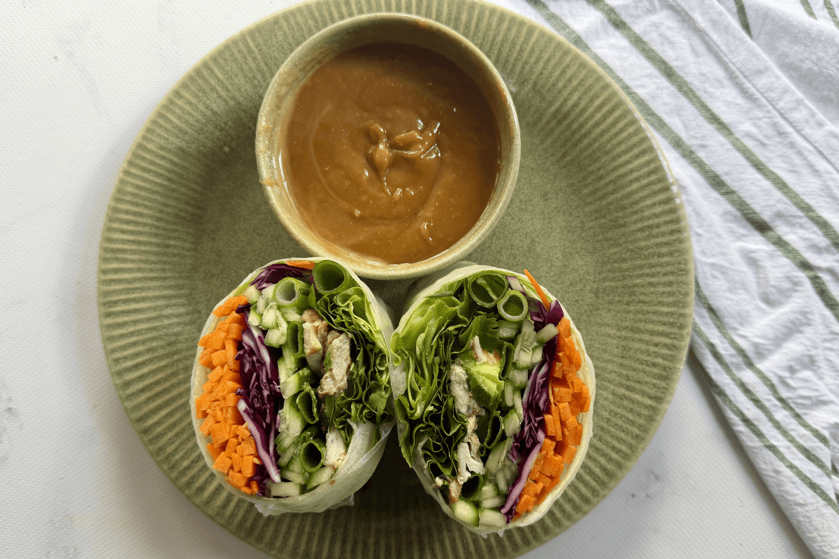 Chicken Rice Paper Roll with Peanut Sauce