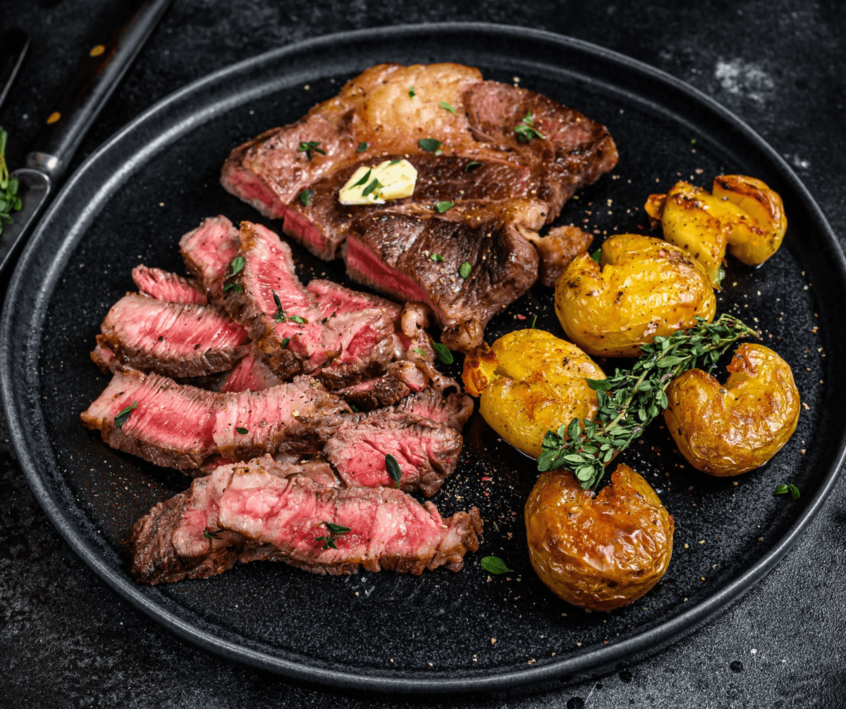 Cameron’s Rib Fillet with Balsamic Greens & Buttered Potatoes | Our Cow