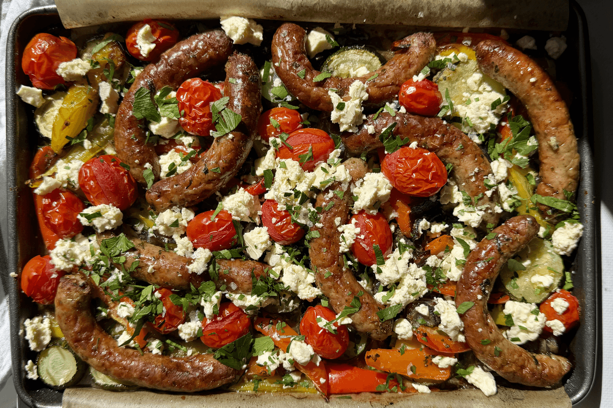 Mediterranean Sausage Tray Bake (Gluten Free)
