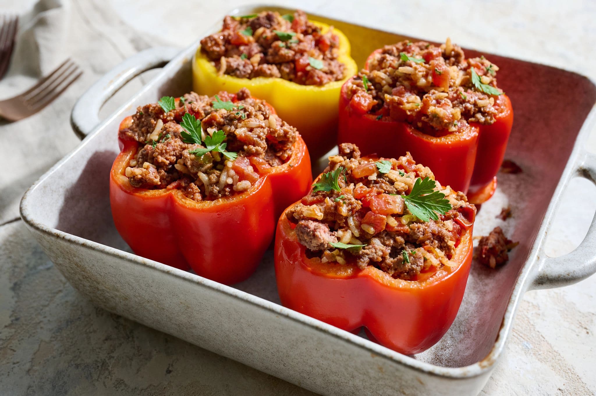 Beef Mince Stuffed Capsicums