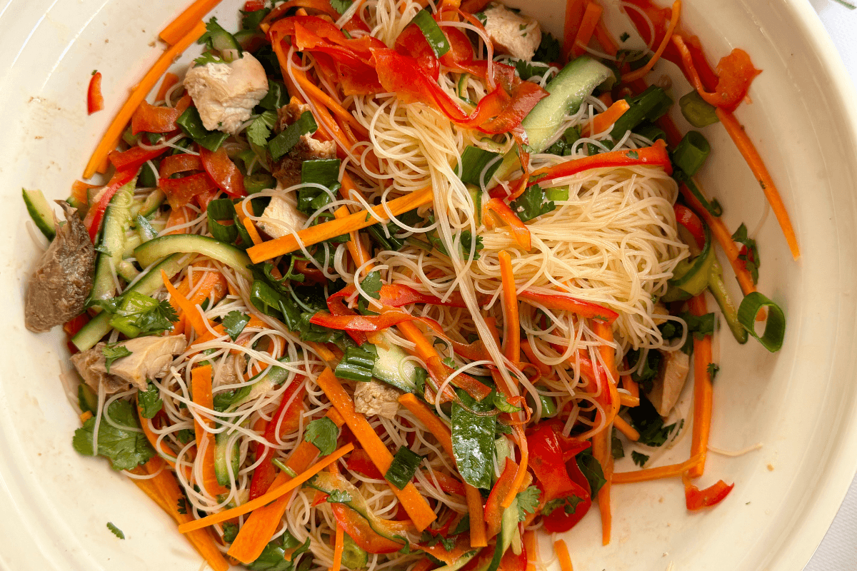 Honey Soy Chicken Rice Noodle Salad
